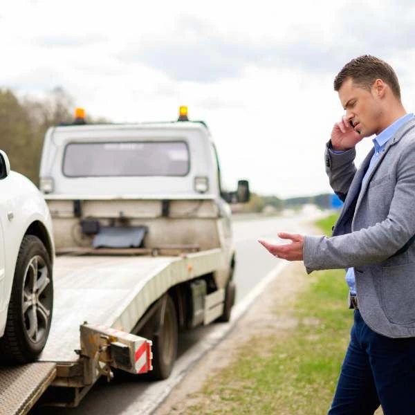 Professional roadside assistance service in action.